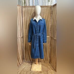 GUC Madewell Denim Sherpa Long Belt Coat